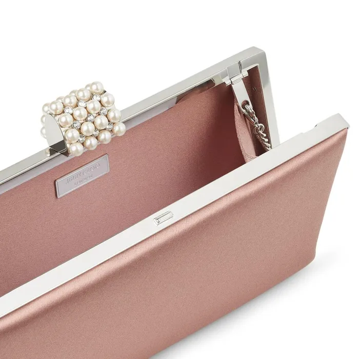 CelesteS Blush Satin Clutch Bag With Pearl Clasp Blush Women JIMMY CHOO Clutch Bags CelesteS Blush Satin Clutch Bag With Pearl Clasp Blush Women JIMMY CHOO Clutch Bags
