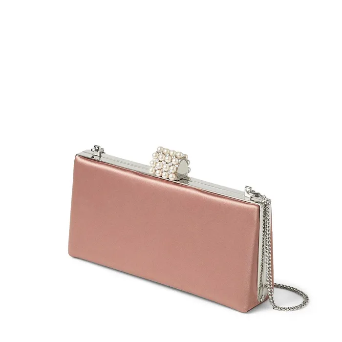 CelesteS Blush Satin Clutch Bag With Pearl Clasp Blush Women JIMMY CHOO Clutch Bags CelesteS Blush Satin Clutch Bag With Pearl Clasp Blush Women JIMMY CHOO Clutch Bags