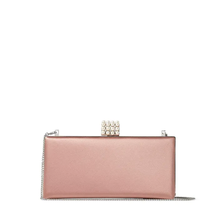 CelesteS Blush Satin Clutch Bag With Pearl Clasp Blush Women JIMMY CHOO Clutch Bags CelesteS Blush Satin Clutch Bag With Pearl Clasp Blush Women JIMMY CHOO Clutch Bags