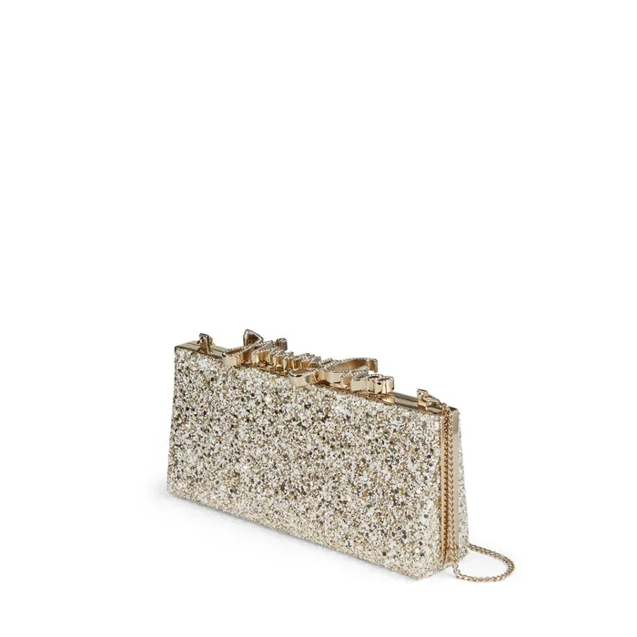 CelesteS Moon Sand Infinity Glitter Fabric Clutch Bag With Jimmy Choo Crystal Clasp Moon Sand Women JIMMY CHOO Clutch Bags