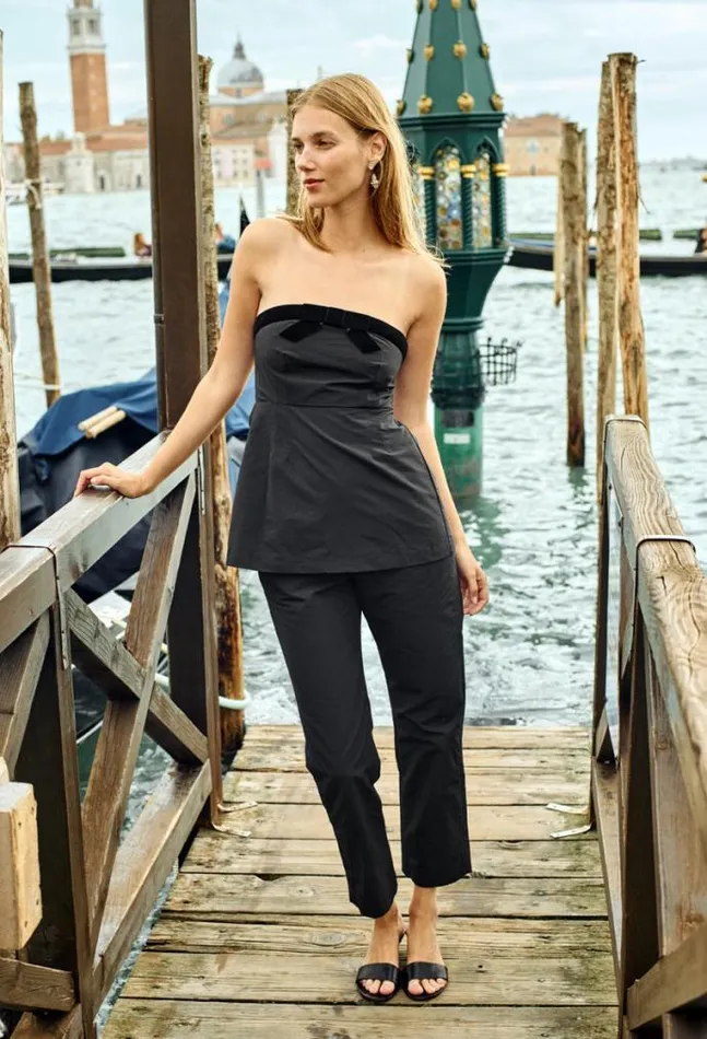 Ciao Lucia Adeline Faille Strapless Top With Velvet Bow Women Sleeveless Tops