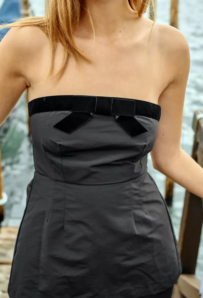 Ciao Lucia Adeline Faille Strapless Top With Velvet Bow Women Sleeveless Tops