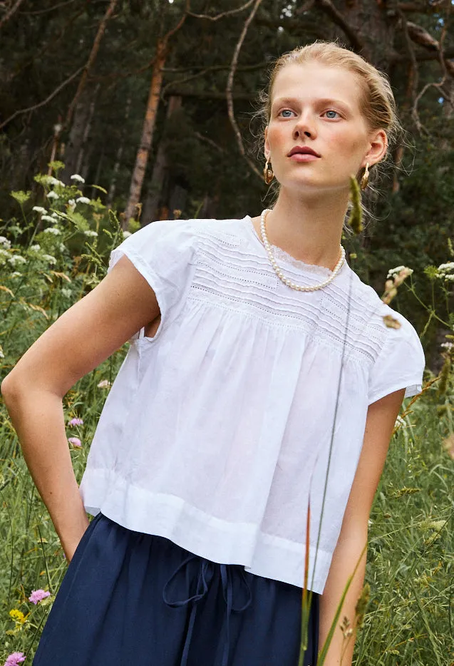 Ciao Lucia Anabela Top White Women Short Sleeve Tops