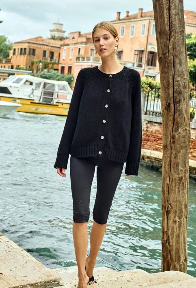 Ciao Lucia Cecile Black Cotton Cardigan PreOrder Women Cardigans