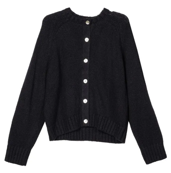 Ciao Lucia Cecile Black Cotton Cardigan PreOrder Women Cardigans