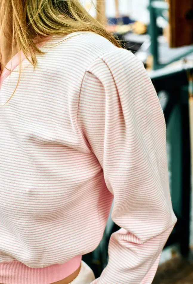 Ciao Lucia Cherie Pink White Stripe Cardigan PreOrder Women Cardigans
