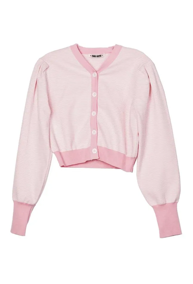 Ciao Lucia Cherie Pink White Stripe Cardigan PreOrder Women Cardigans