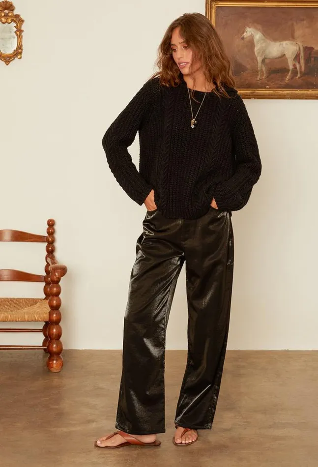 Ciao Lucia Eloise Black Taffeta Pant Women Pants