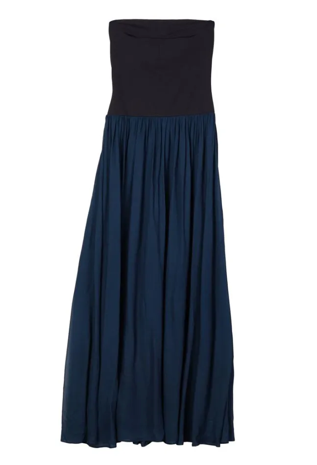 Ciao Lucia Giselle Navy Chiffon And Jersey Strapless Maxi Dress Women Long Dresses