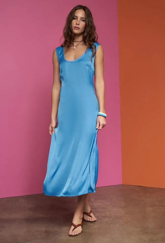 Ciao Lucia Leticia Dress Acqua Women Satin Dresses