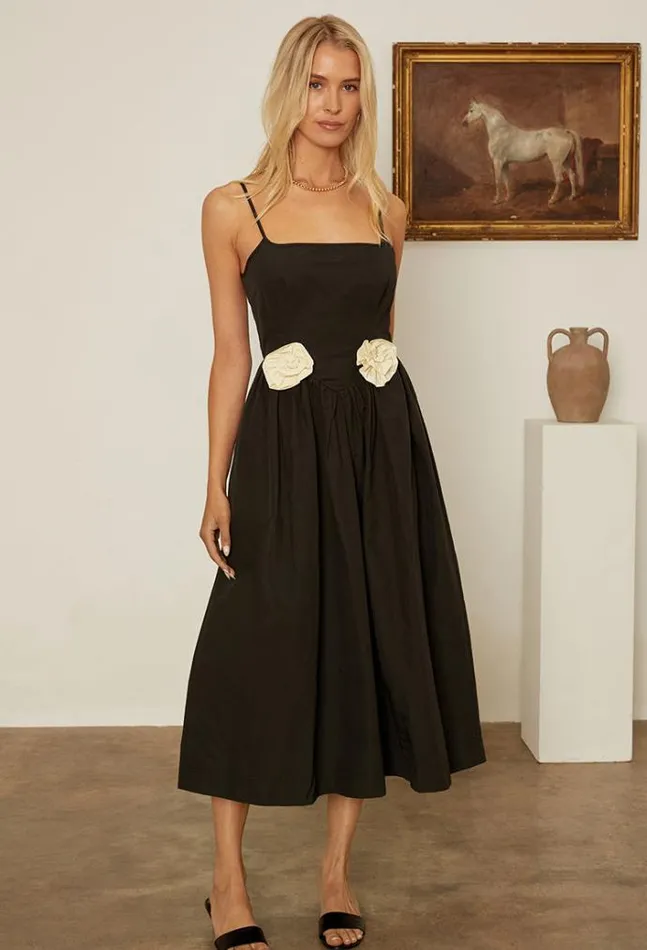 Ciao Lucia Neroni Dress Black Rosette Women Black Dresses