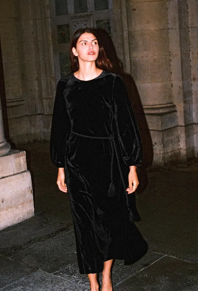 Ciao Lucia Online Magdalena Dress Black Velvet Women Black Dresses