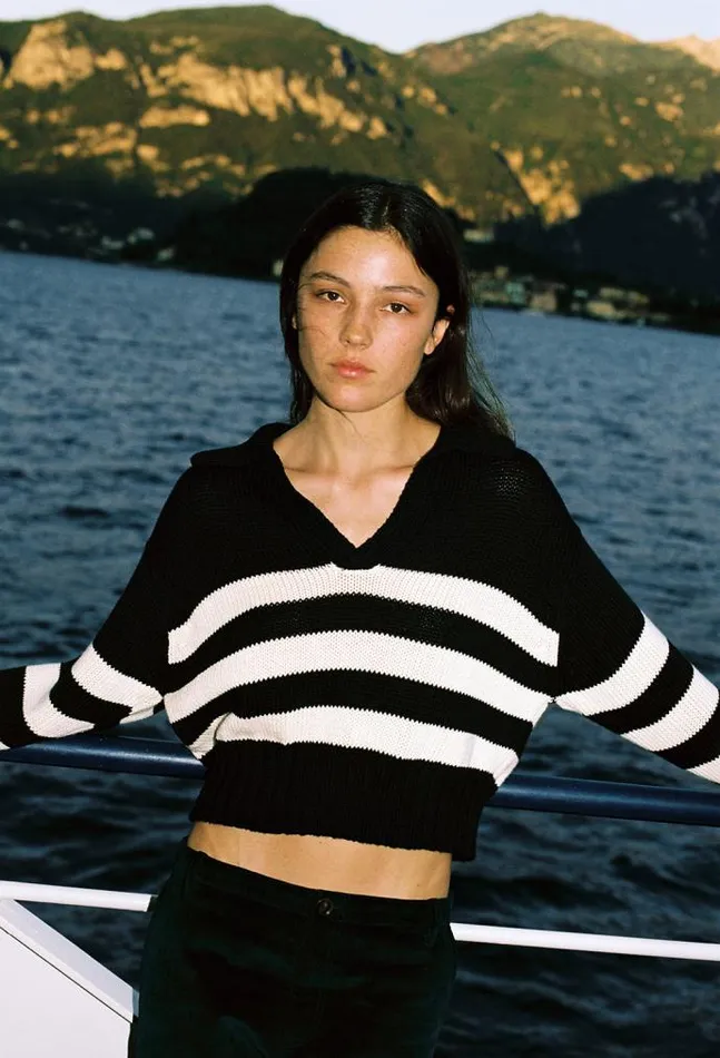 Ciao Lucia Online Venezia Polo BlackIvory Women Polo Sweaters