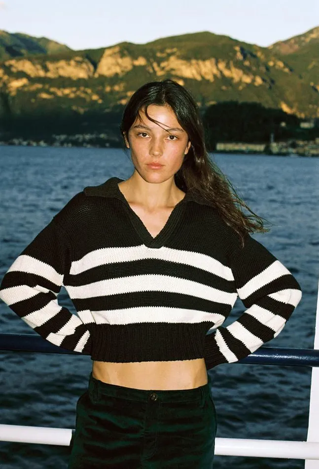 Ciao Lucia Online Venezia Polo BlackIvory Women Polo Sweaters