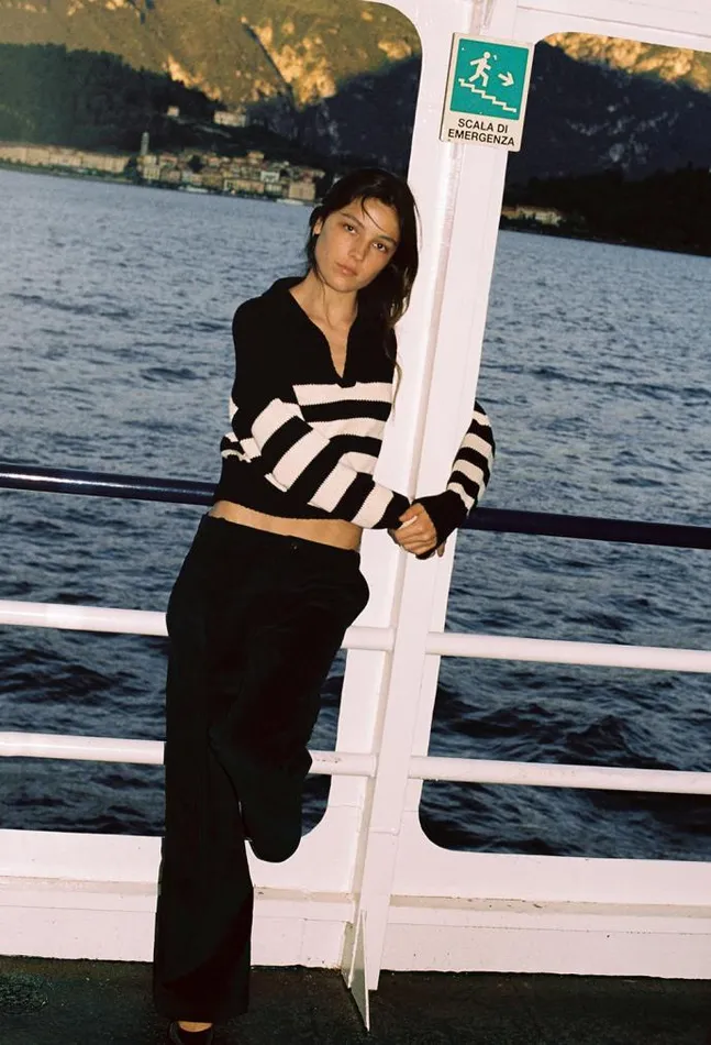 Ciao Lucia Online Venezia Polo BlackIvory Women Polo Sweaters