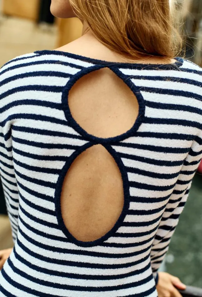 Ciao Lucia Sabine Navy White Stripe Midi Knit Dress PreOrder Women Knit Dresses