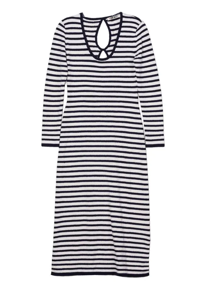 Ciao Lucia Sabine Navy White Stripe Midi Knit Dress PreOrder Women Knit Dresses