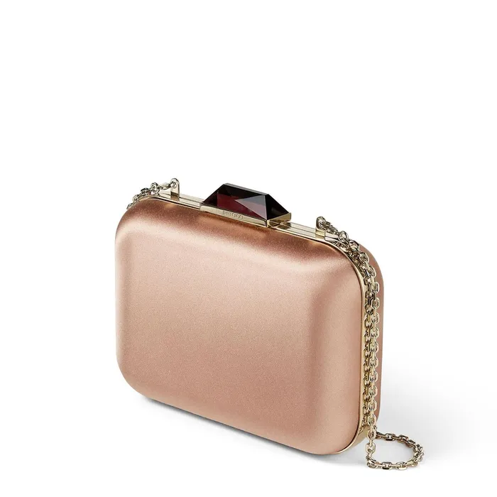 CloudXl BalletPink Satin Clutch Bag With Gem Clasp Ballet Pink Women JIMMY CHOO Clutch Bags