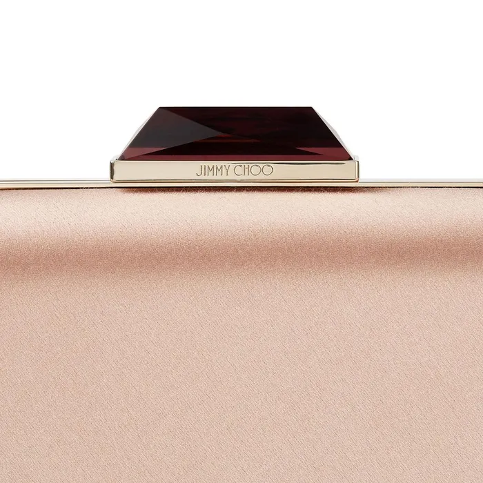 CloudXl BalletPink Satin Clutch Bag With Gem Clasp Ballet Pink Women JIMMY CHOO Clutch Bags