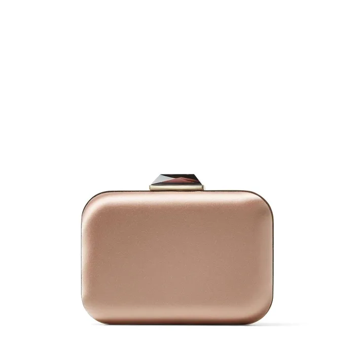 CloudXl BalletPink Satin Clutch Bag With Gem Clasp Ballet Pink Women JIMMY CHOO Clutch Bags
