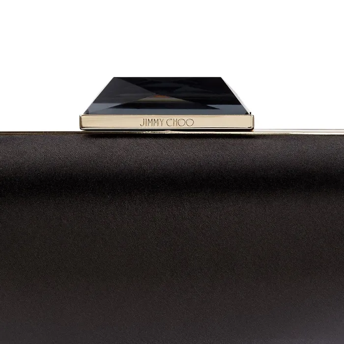 CloudXl Black Satin Clutch Bag With Gem Clasp Black Women JIMMY CHOO Clutch Bags