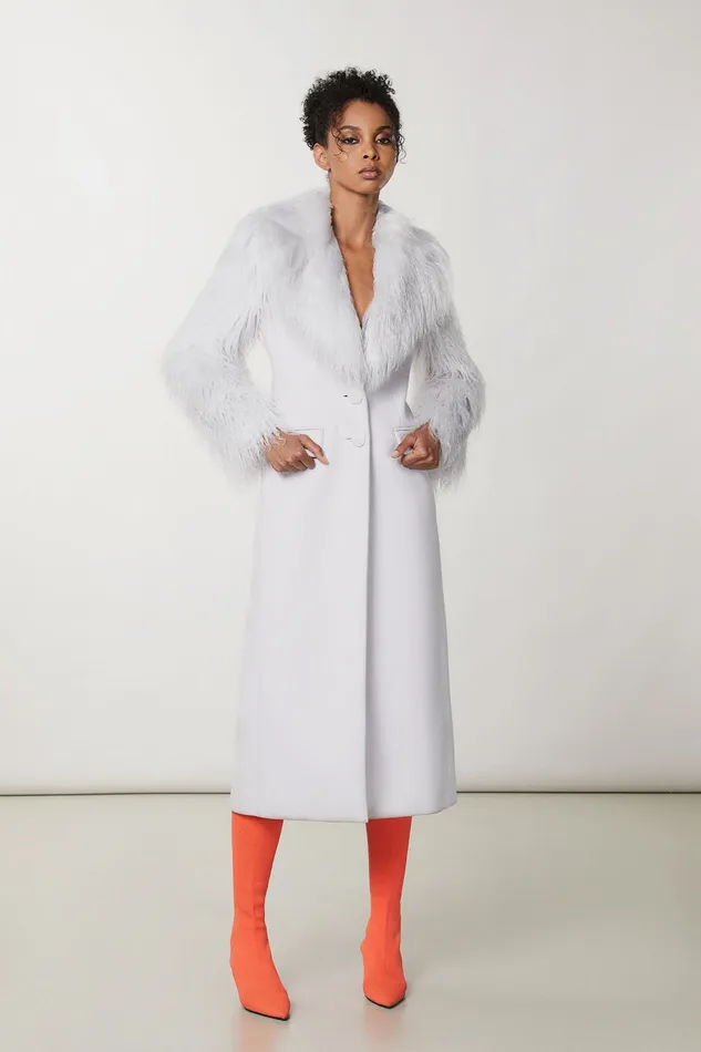 Coats Women Patrizia Pepe WoolBlend Cloth Coat Eldorado White