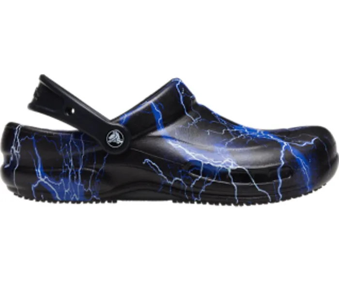 Crocs Clogs Womens Bistro Graphic Clog Black Lightning Bolts Casaul