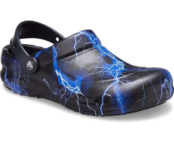 Crocs Clogs Womens Bistro Graphic Clog Black Lightning Bolts Casaul