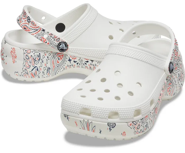 Crocs Clogs Womens Classic Platform Americana Paisley Clog White Multi Cheap On Sale Crocs Clogs Womens Classic Platform Americana Paisley Clog White Multi Cheap On Sale