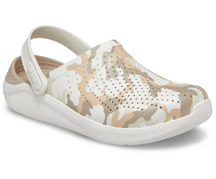 Crocs Clogs Womens LiteRide Printed Camo Clog Almost White Cheap On Sale