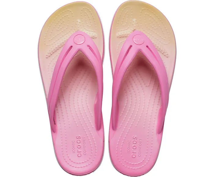 Crocs FlipFlops Womens Crocband Ombre Flip Pink Lemonade Multi For Sale