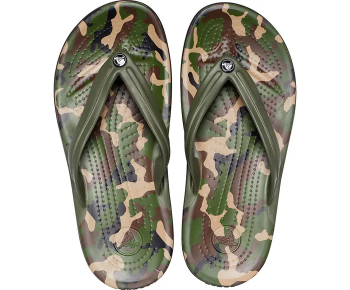 Crocs FlipFlops Womens Crocband Printed Flip Army Green Black Near Me