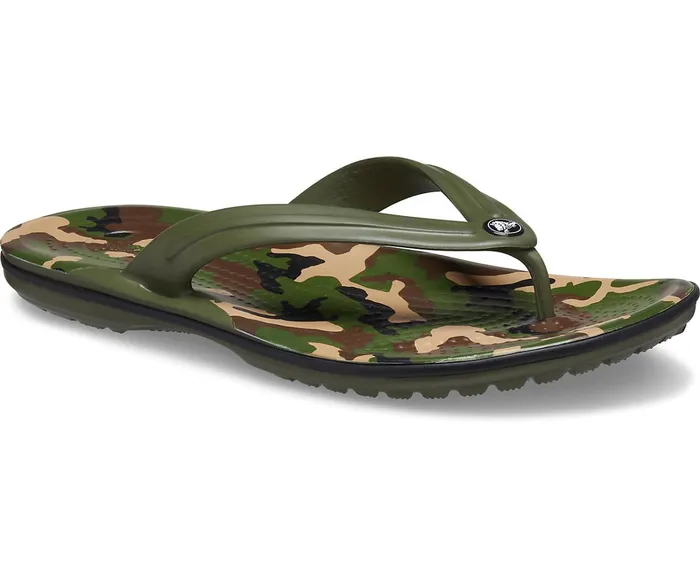 Crocs FlipFlops Womens Crocband Printed Flip Army Green Black Near Me
