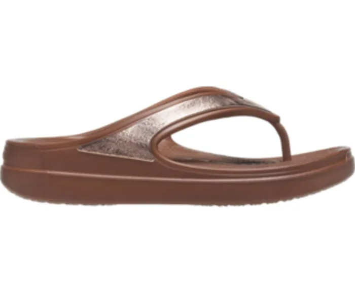 Crocs FlipFlops Womens Crocs Sloane Shine Wedge Flip Bronze Gift Ideas