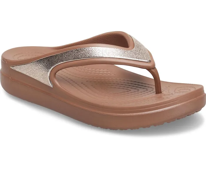 Crocs FlipFlops Womens Crocs Sloane Shine Wedge Flip Bronze Gift Ideas