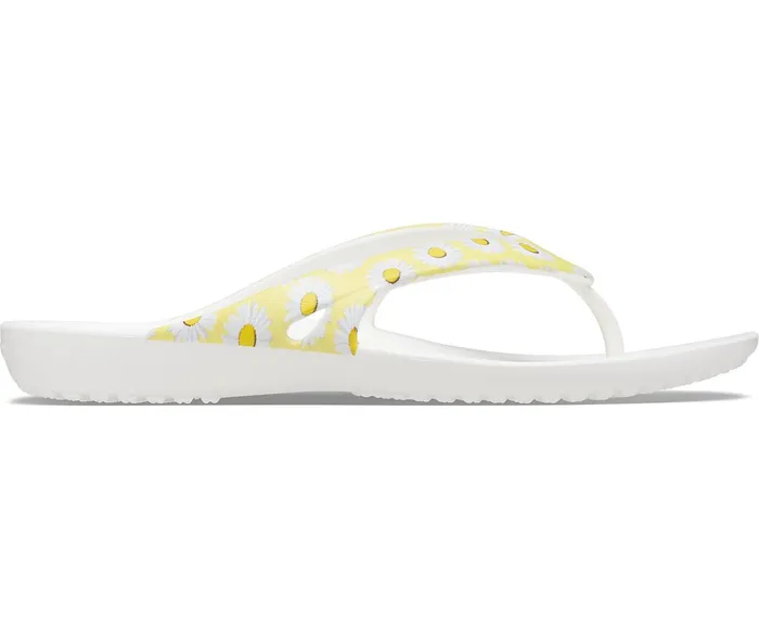 Crocs FlipFlops Womens Kadee II Printed Flip White Yellow Daisy Gift 4 You