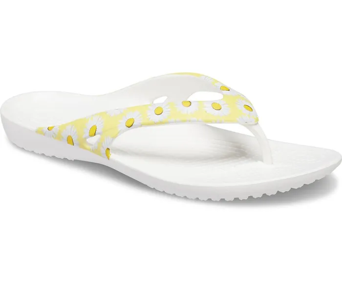 Crocs FlipFlops Womens Kadee II Printed Flip White Yellow Daisy Gift 4 You