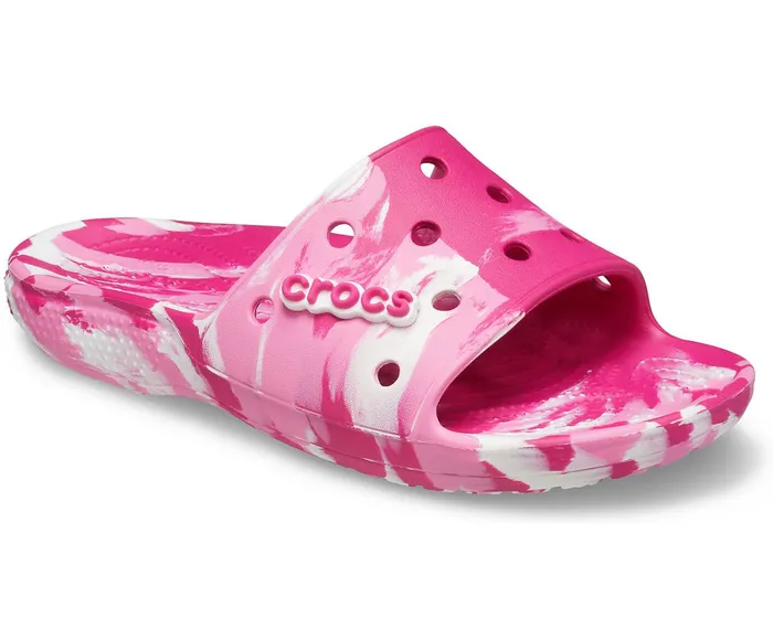 Crocs Sandals Womens Classic Crocs Marbled Slide Candy Pink Pink Lemonade Near Me