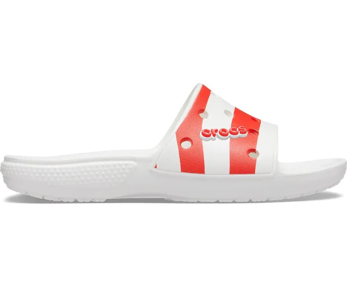 Crocs Slides Womens Classic Crocs American Flag Slide White Multi Casaul