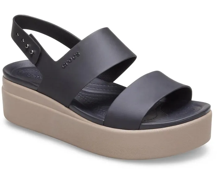 Crocs Wedges Womens Crocs Brooklyn Low Wedge Black Mushroom Online