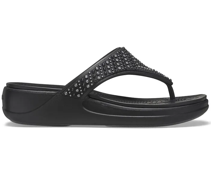 Crocs Wedges Womens Crocs Monterey Shimmer Wedge Flip Black Gift Ideas