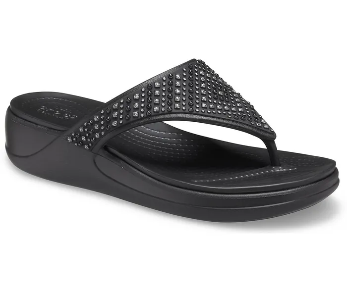 Crocs Wedges Womens Crocs Monterey Shimmer Wedge Flip Black Gift Ideas