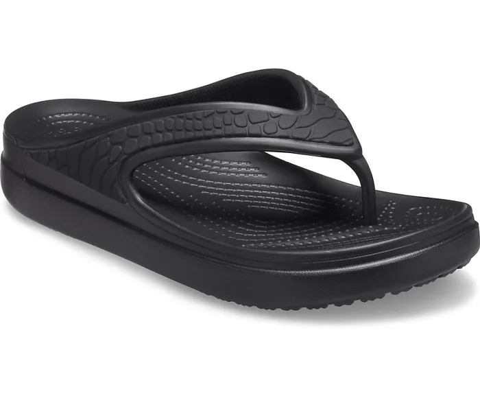 Crocs Wedges Womens Crocs Sloane Snake Wedge Flip Black Casaul