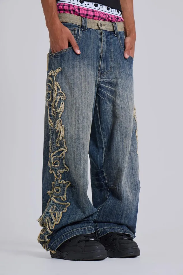Denim Men Jaded London Applique Neo Colossus Jeans