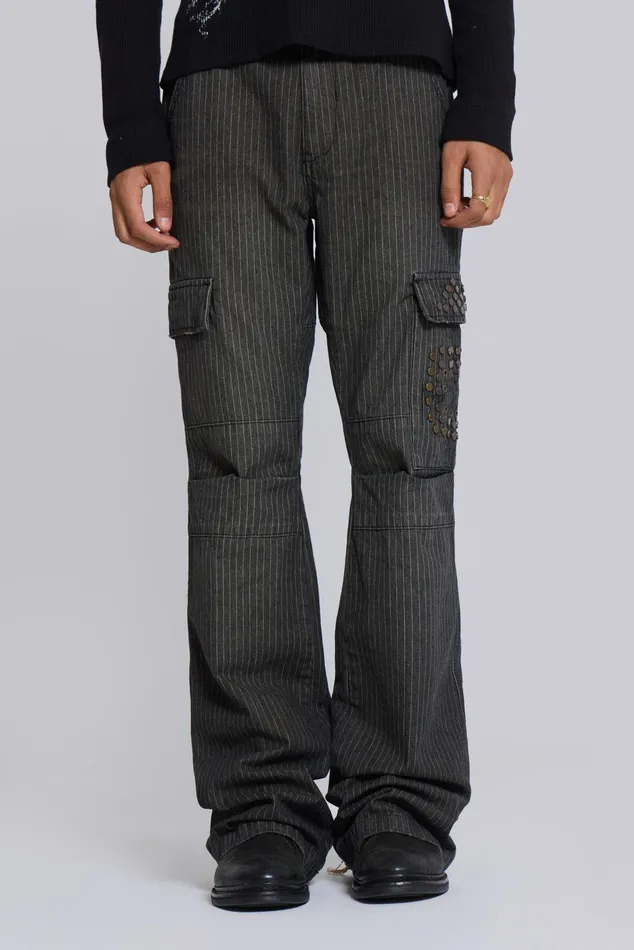 Denim Men Jaded London Kita Bootcut Pinstripe Cargo Pants