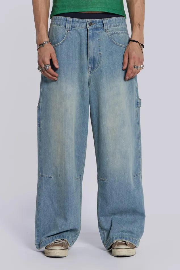 Denim Men Jaded London Shop Light Wash Colossus Carpenter Jeans