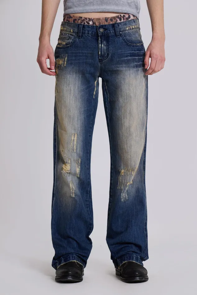 Denim Men Jaded London Shop Metal Bootcut Jeans