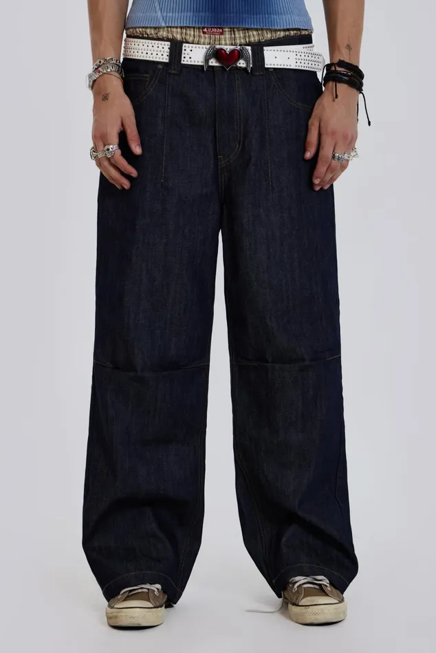 Denim Men Jaded London Shop Raw Blue Denim Razor Jeans