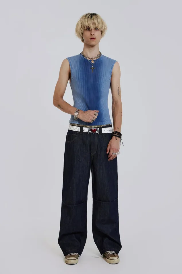Denim Men Jaded London Shop Raw Blue Denim Razor Jeans