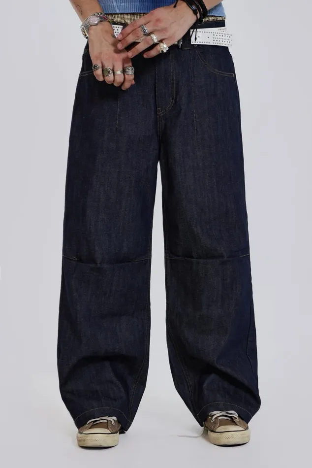 Denim Men Jaded London Shop Raw Blue Denim Razor Jeans
